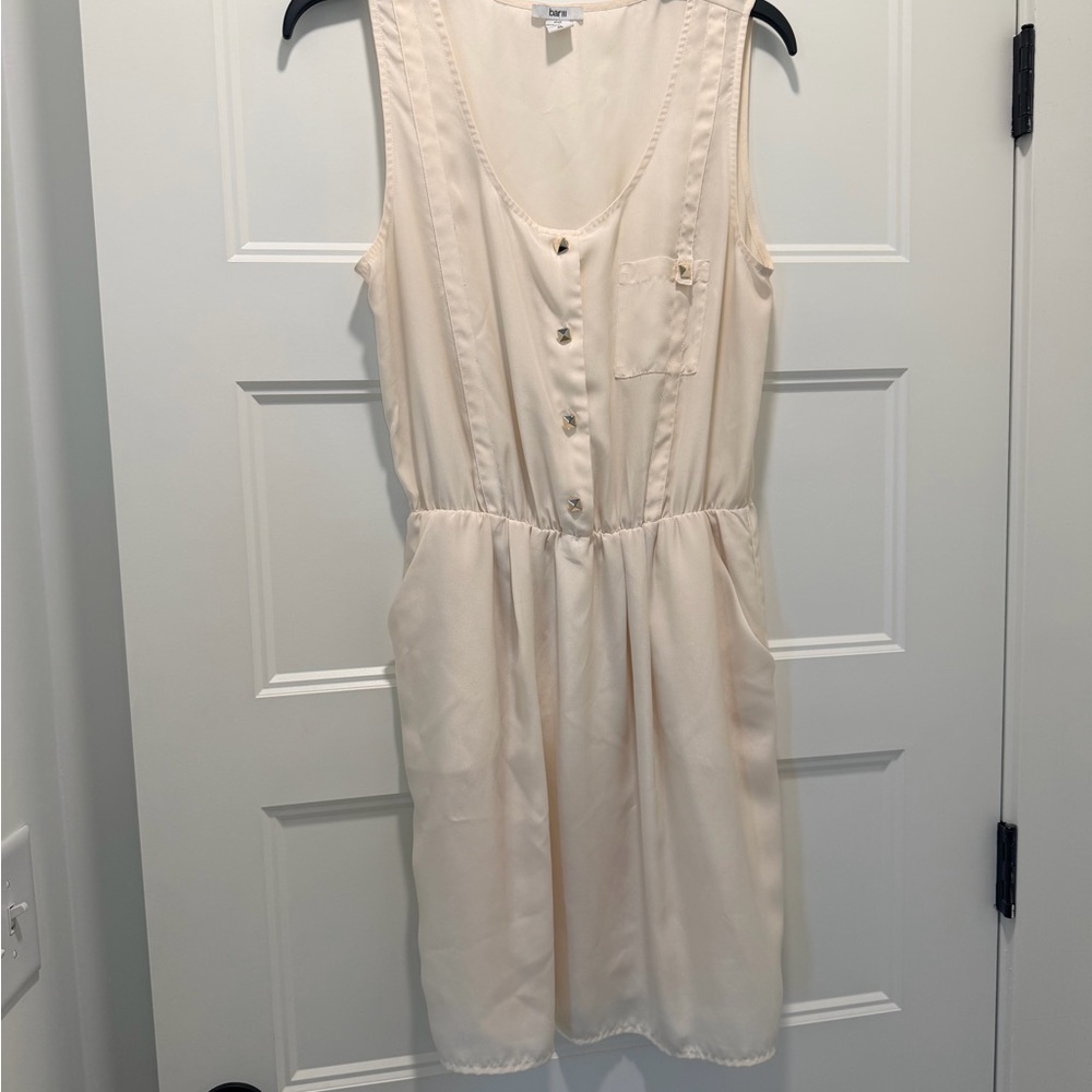 Bar III Cream Sleeveless Button-Front Mini Dress